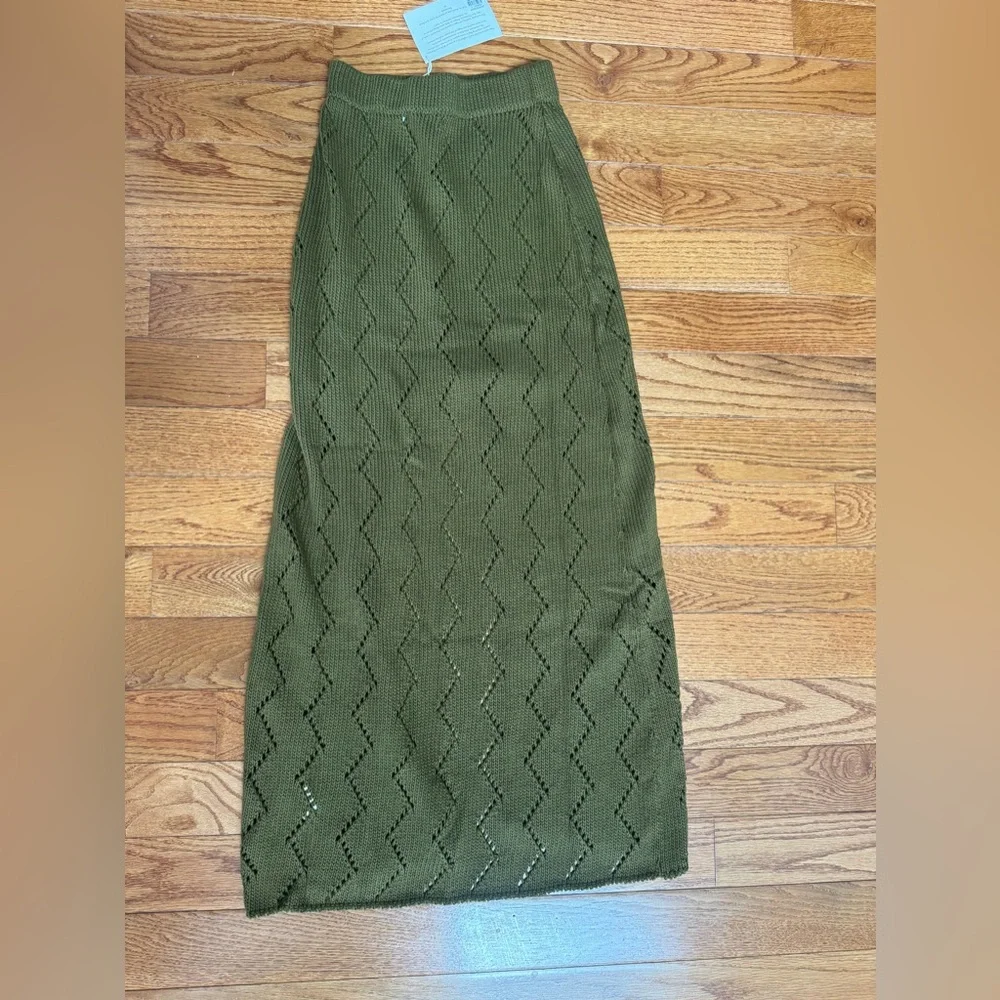 SAVANNAH MORROW THE LABEL Lauryn‎ pointelle-knit organic cotton midi Skirt - Picture 3 of 9